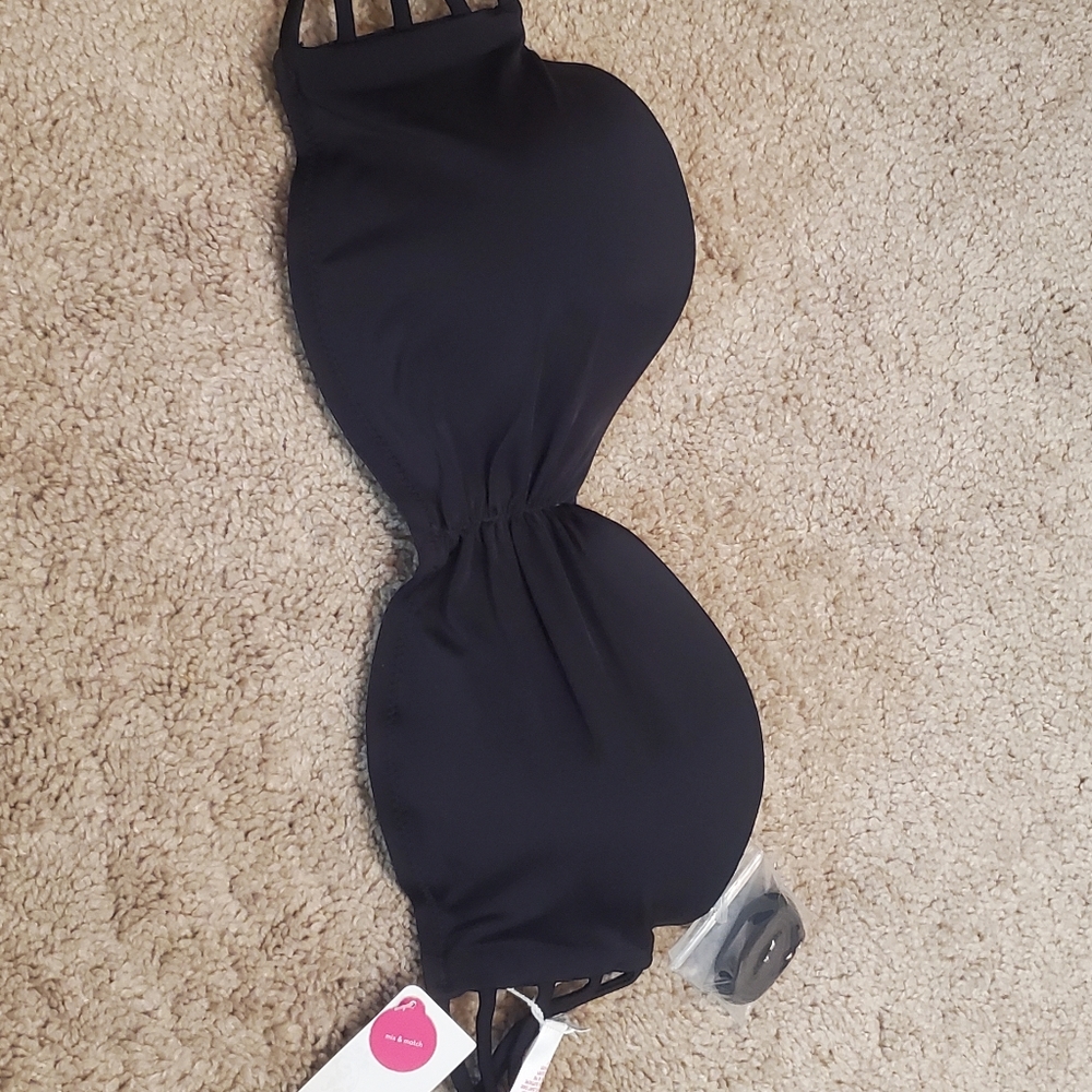 Black bikini top medium strappy strapless